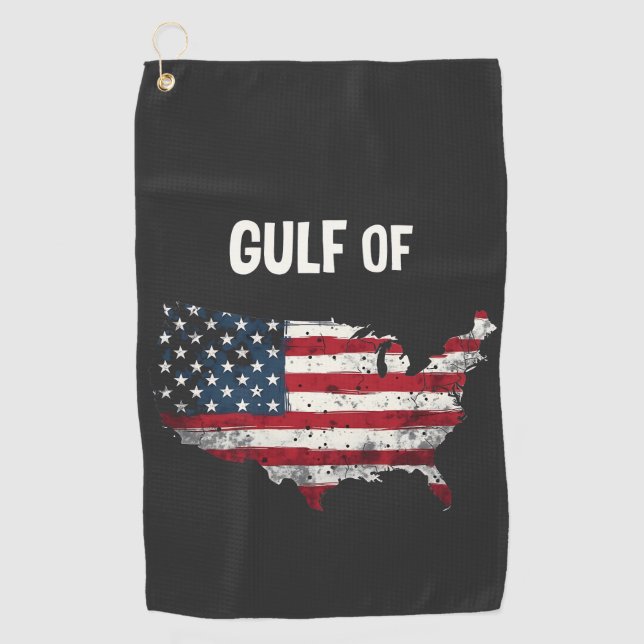 Gulf Of America Funny Trump USA Map Flag  Golf Towel (Front)