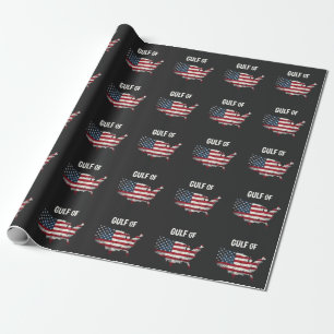 Gulf Of America Funny Trump USA Map Flag  Wrapping Paper