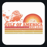 Gulf of America vintage American patriotic Square Sticker<br><div class="desc">The Gulf of America is a large, semi-enclosed sea located on the southeastern coast of North America, bordered by the United States (to the north), Mexico (to the west and south), and Cuba (to the southeast). It is a marginal sea of the Atlantic Ocean, covering approximately 1.5 million square kilometres....</div>