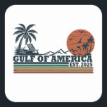 Gulf of America vintage patriotic design Square Sticker<br><div class="desc">The Gulf of America is a large, semi-enclosed sea located on the southeastern coast of North America, bordered by the United States (to the north), Mexico (to the west and south), and Cuba (to the southeast). It is a marginal sea of the Atlantic Ocean, covering approximately 1.5 million square kilometres....</div>