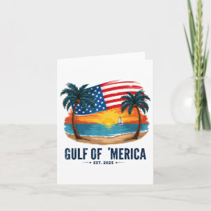 Gulf Of Merica Usa Flag Sunset Beach Americas Gulf Card