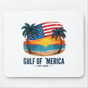 Gulf Of Merica Usa Flag Sunset Beach Americas Gulf Mouse Pad