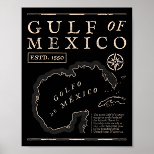 Gulf Of Mexico 1672 Historic Map Poster