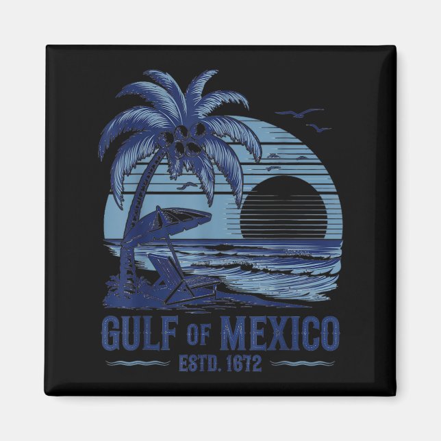 Gulf of Mexico Beach Palms Summer Vacation Magnet (Front)