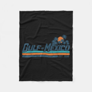 Gulf Of Mexico Est 1550 Retro Beach Gulf Of Mexico Fleece Blanket