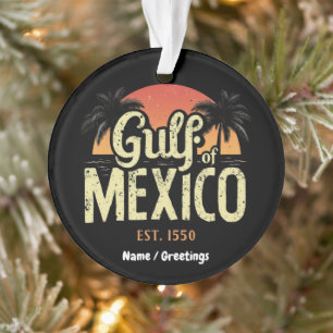 Gulf of Mexico est. 1550 Retro Beach Vibe Vintage Ornament