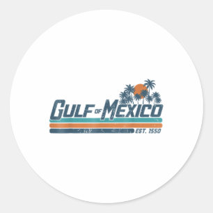 Gulf Of Mexico Est 1550 Retro Vintage Beach Classic Round Sticker