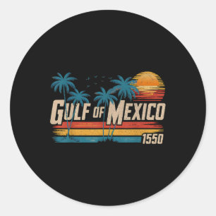 Gulf Of Mexico Est 1550 Retro Vintage Beach Gulf O Classic Round Sticker