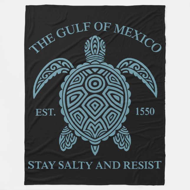 Gulf Of Mexico ESTD 1550 Stay Salty And Resist Fleece Blanket (Front)