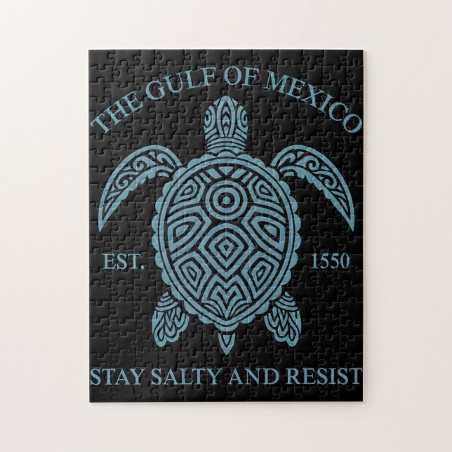 Gulf Of Mexico ESTD 1550 Stay Salty And Resist Jigsaw Puzzle (Vertical)