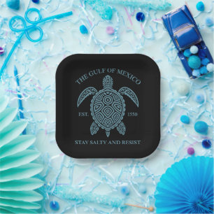 Gulf Of Mexico ESTD 1550 Stay Salty And Resist Paper Plate