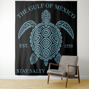 Gulf Of Mexico ESTD 1550 Stay Salty And Resist Tapestry