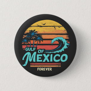 Gulf of Mexico Forever Vintage Beach Mexican 6 Cm Round Badge