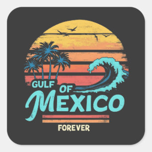 Gulf of Mexico Forever Vintage Beach Mexican Square Sticker