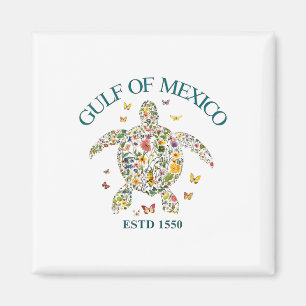 Gulf Of Mexico Not Usa America Floral Turtle Usa M Magnet