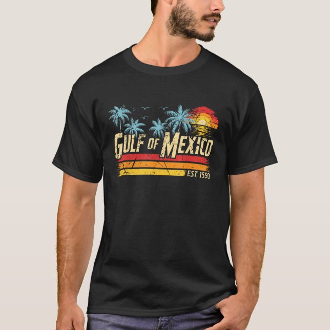 Gulf of Mexico Palms Summer Holiday Vacation Gulf  T-Shirt (Front)