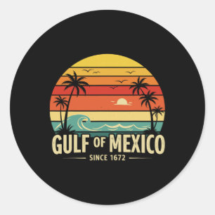 Gulf Of Mexico Since 1672 Sunset Vibes Vintage Tee Classic Round Sticker