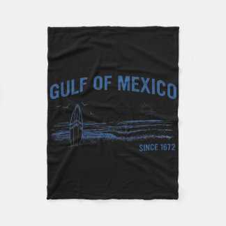 Gulf Of Mexico Since 1672 Vintage Beach Surfing Su Fleece Blanket