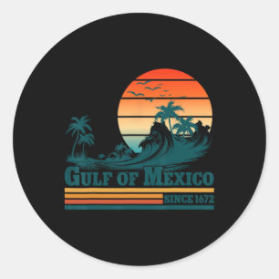 Gulf Of Mexico Since 1672 Vintage Sunset Beach T-s Classic Round Sticker