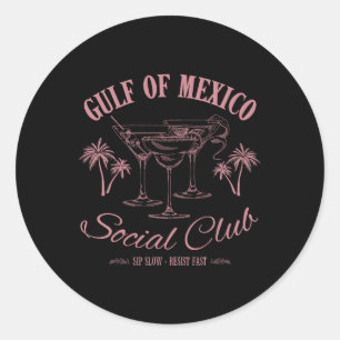 Gulf Of Mexico Social Club - Vintage Style Cocktai Classic Round Sticker