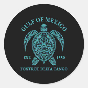 Gulf Of Mexico Turtle Foxtrot Delta Tango Est 1550 Classic Round Sticker