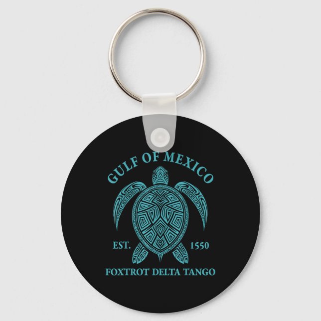 Gulf Of Mexico Turtle Foxtrot Delta Tango Est 1550 Key Ring (Front)