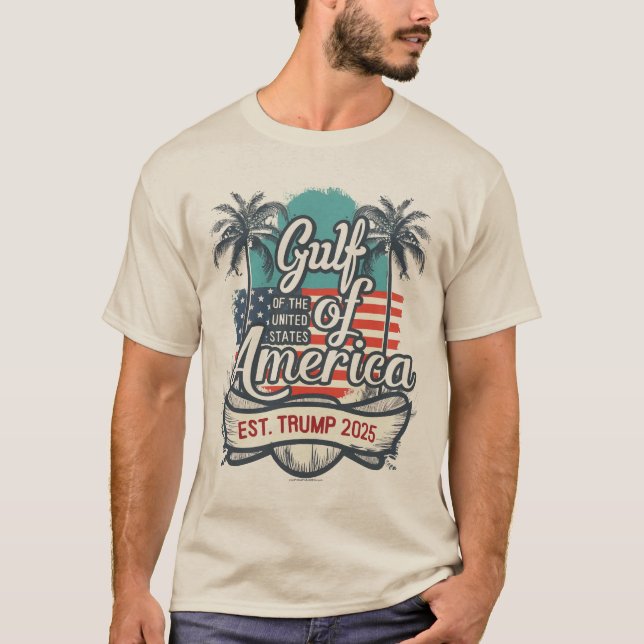 Gulf of the USA America Trump 2025 American Flag T-Shirt (Front)