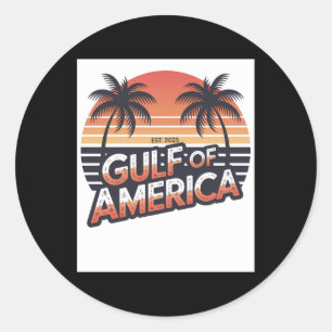 Gulf Of Us America 2025 Retro American Flag Mexico Classic Round Sticker