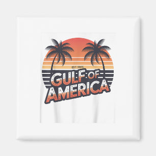 Gulf Of Us America 2025 Retro American Flag Mexico Magnet