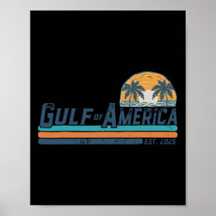 Gulf Of Us America Est 2025 Retro Vintage Beach 11 Poster