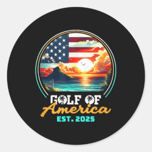 Gulf Of Us America Est 2025 Retro Vintage Beach _1 Classic Round Sticker