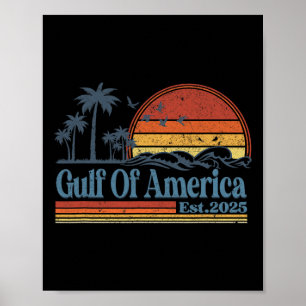 Gulf Of Us America Est 2025 Retro Vintage Beach 1 Poster
