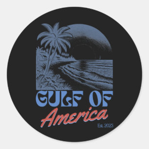 Gulf Of Us America Est 2025 Retro Vintage Beach 6  Classic Round Sticker