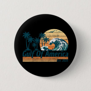 Gulf Of Us America Est 2025 Retro Vintage Beach  6 Cm Round Badge