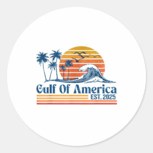 Gulf Of Us America Est 2025 Retro Vintage Beach _9 Classic Round Sticker