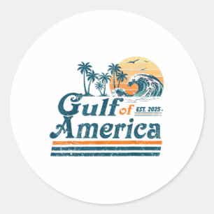 Gulf Of Us America Est 2025 Retro Vintage Beach Classic Round Sticker