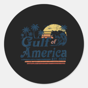 Gulf Of Us America Est 2025 Retro Vintage Beach Classic Round Sticker