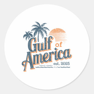 Gulf Of Us America Est 2025 Retro Vintage Beach Classic Round Sticker