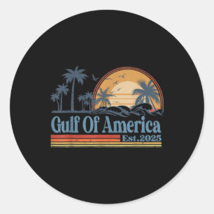 Gulf Of Us America Est 2025 Retro Vintage Beach Classic Round Sticker