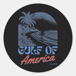 Gulf Of Us America Est 2025 Retro Vintage Beach Classic Round Sticker