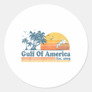 Gulf Of Us America Est 2025 Retro Vintage Beach Me Classic Round Sticker