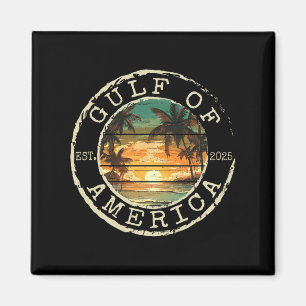 Gulf Of Us America Est 2025 Vintage Beach Stamp Me Magnet
