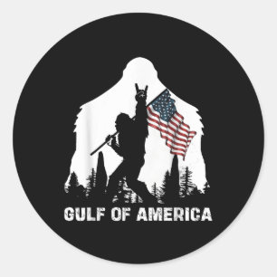 Gulf Of Usa America 2025 Funny Vintage Usa Flag  Classic Round Sticker