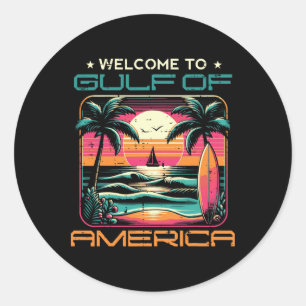 Gulf Of Usa America Beach Sunset Men Women Kids  Classic Round Sticker
