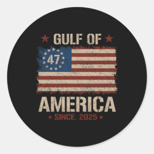 Gulf Of Usa America Est 2025 47th American Flag Gu Classic Round Sticker