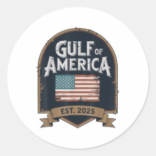 Gulf Of Usa America Est 2025 American Flag Trump S Classic Round Sticker
