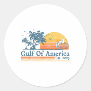 Gulf Of Usa America Est 2025 Retro Vintage Beach  Classic Round Sticker