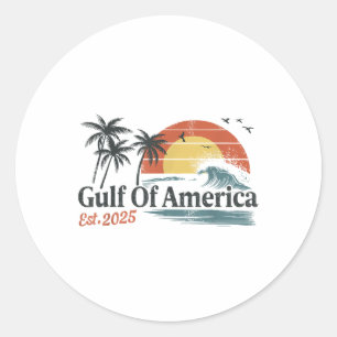 Gulf Of Usa America Est 2025 Retro Vintage Beach  Classic Round Sticker