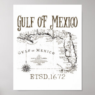 Gulf Of Usa America Funny Gulf Of Mexico Flag Map  Poster