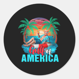 Gulf Of Usa America Funny Trump On Beach Proud Pre Classic Round Sticker